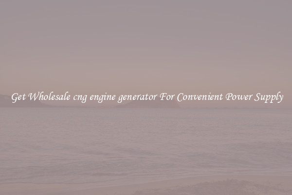 Get Wholesale cng engine generator For Convenient Power Supply
