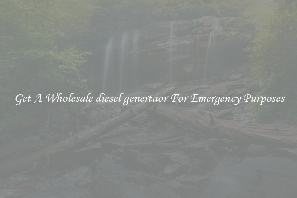 Get A Wholesale diesel genertaor For Emergency Purposes